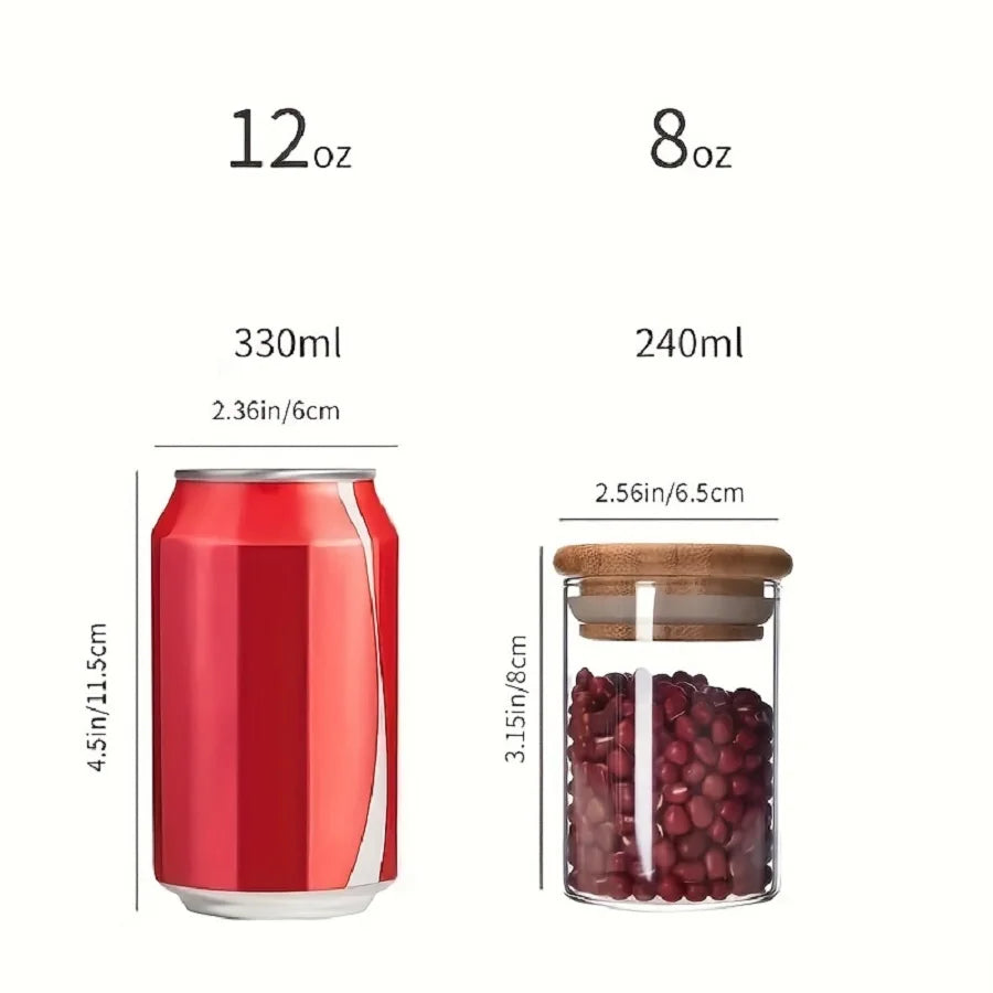 12 Gewürzgläser aus Glas mit Bambusdeckel, 237 ml