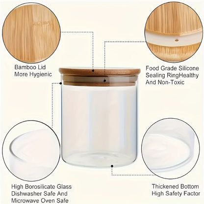 12 Gewürzgläser aus Glas mit Bambusdeckel, 237 ml