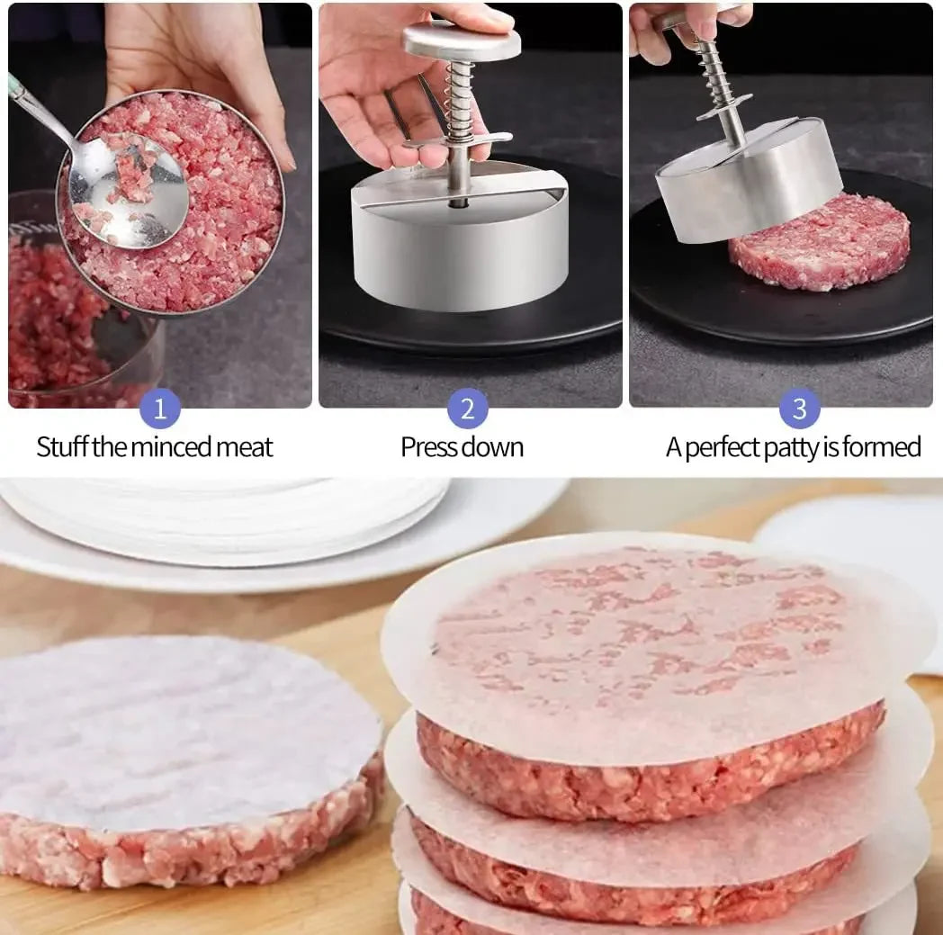 Burger Presse Edelstahl | Antihaft | Dicke Verstellbar