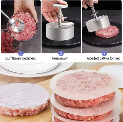 Burger Presse Edelstahl | Antihaft | Dicke Verstellbar