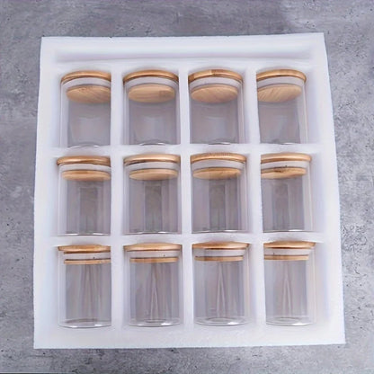 12 Gewürzgläser aus Glas mit Bambusdeckel, 237 ml