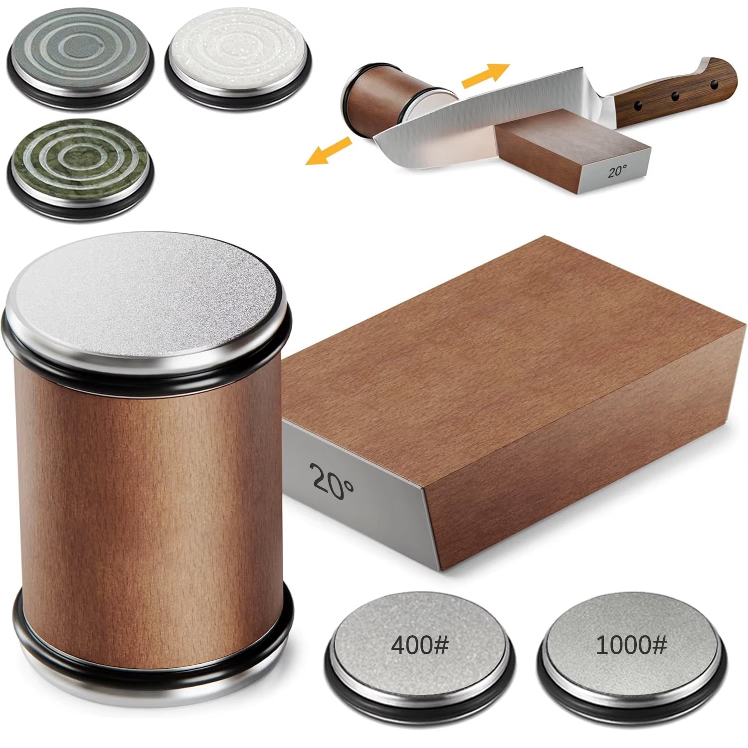 Messerschärfer Set | Diamant | Magnethalter | 15° & 20°